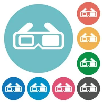 Retro 3D glasses flat round icons Stock Illustration