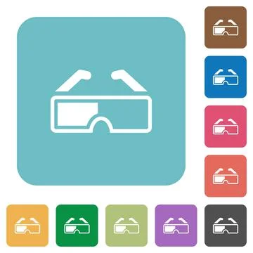 Retro 3d glasses rounded square flat icons Stock Illustration