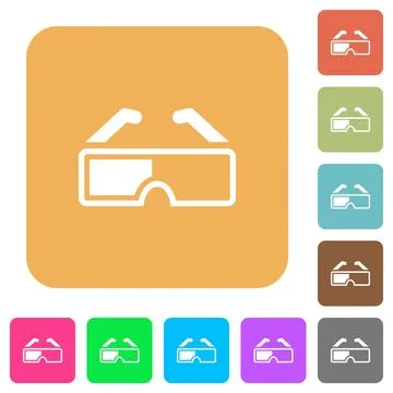 Retro 3d glasses rounded square flat icons Stock Illustration