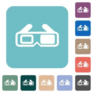 Retro 3D glasses rounded square flat icons Stock Illustration