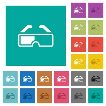 Retro 3d glasses square flat multi colored icons イラスト素材