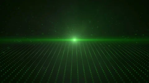 Retro 3d Green Moving Points Parallax Loop with a bright light Stock Footage 81652050