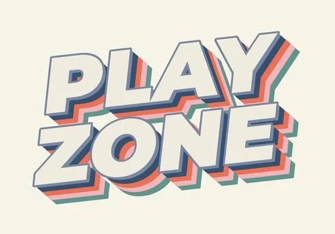 Retro 3D layered text reading play zone in bold block letters with pastel s.. Stock Illustration
