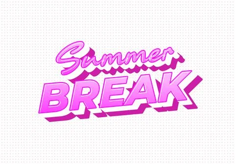 Retro 3D pink typography reading Summer BREAK on white dotted background, v.. Stock Illustration