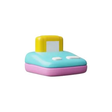 Retro 3D rendering of a classic gamepad with buttons and a vintage cartridge Stock Illustration