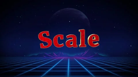 Retro 3d scale text animation with neon grid Stock Footage 337327270