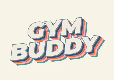 Retro 3d stacked text reading gym buddy in bold rounded letters with pastel.. Stock Illustration