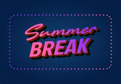 Retro 3d style Summer BREAK text in pink and purple on dark dotted navy bac.. Stock Illustration