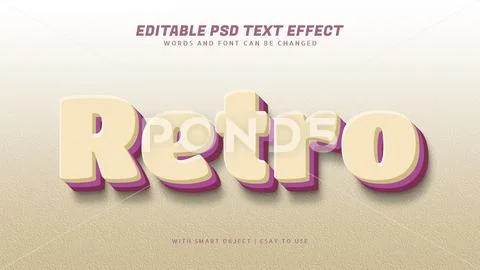 Retro 3d style text effect editable PSD Template