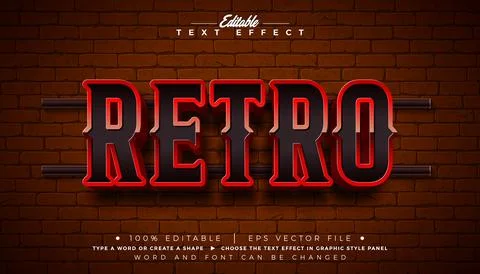 Retro 3D Text Effect Design Editable Vector Graphic Style Effect with Framed  Stock Illustration