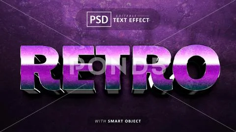 Retro 3d text effect editable PSD Template
