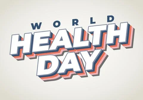 Retro 3D typographic design reading World Health Day with layered shadow in.. Stock Illustration