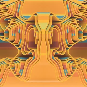 Retro 70s 3D Abstract Layered Background with Orange and Turquoise Lines Stock Illustration