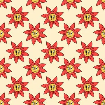 Retro 70s 60s 80s Hippie Groovy Christmas Poinsettia Flower Stock Illustration