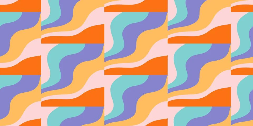 Retro 70s Abstract seamless pattern vector illustration イラスト素材