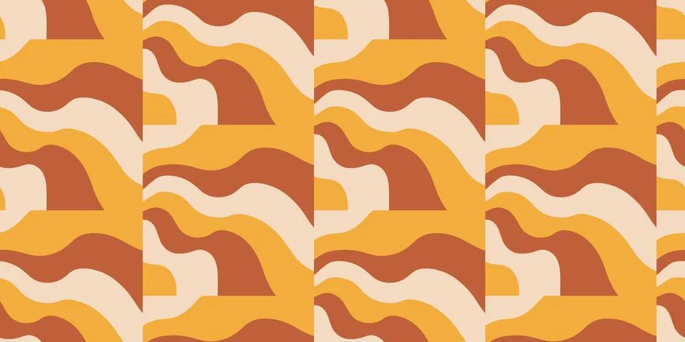 Retro 70s Abstract seamless pattern vector illustration イラスト素材
