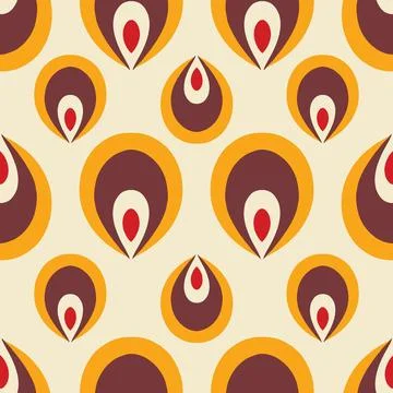 Retro 70s abstract seamless vector pattern design Stock Illustration