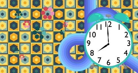 Retro 70s Background with Alarm Clock animation Stock Footage 289928620