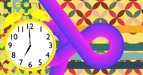 Retro 70s Background with Alarm Clock Stock Footage 289928632