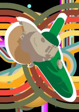 Retro 70s Background with Angle grinder. Groovy Power Tool 1970s art templa.. 스톡 일러스트