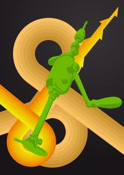 Retro 70s Background with Antique Drill brace, metal tool for drilling hole.. Stock Illustration