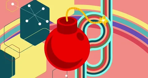Retro 70s Background with Bomb Video stock 304646655