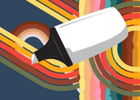 Retro 70s Background with Felt Tip Pen. Groovy Education 1970s art template.. Stock Illustration