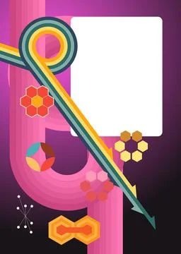 Retro 70s Background. Groovy abstract 1970s art template collection. Minima.. 库存插图
