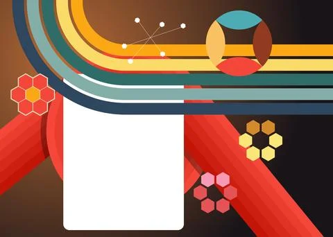 Retro 70s Background. Groovy abstract 1970s art template collection. Minima.. 库存插图