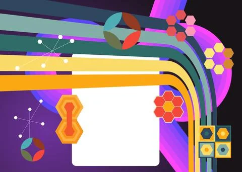 Retro 70s Background. Groovy abstract 1970s art template collection. Minima.. 库存插图