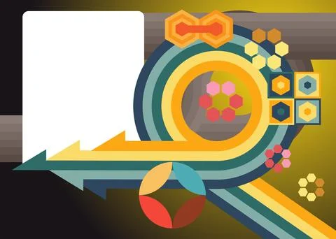 Retro 70s Background. Groovy abstract 1970s art template collection. Minima.. 库存插图