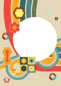Retro 70s Background. Groovy abstract 1970s art template collection. Minima.. 库存插图