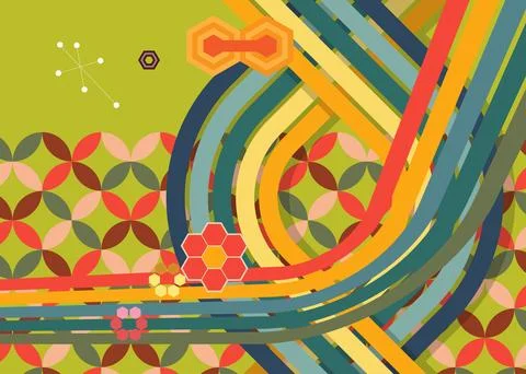 Retro 70s Background. Groovy abstract 1970s art template collection. Minima.. Stock Illustration
