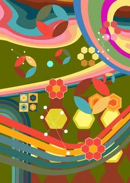 Retro 70s Background. Groovy abstract 1970s art template collection. Minima.. Stock Illustration