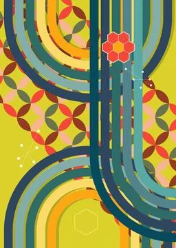 Retro 70s Background. Groovy abstract 1970s art template collection. Minima.. Stock Illustration