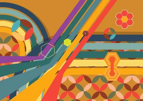 Retro 70s Background. Groovy abstract 1970s art template collection. Minima.. Illustration