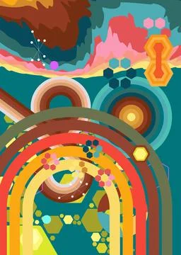 Retro 70s Background. Groovy abstract 1970s art template collection. Minima.. Illustration