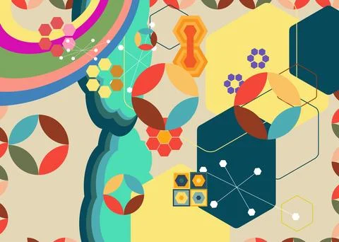 Retro 70s Background. Groovy abstract 1970s art template collection. Minima.. Illustration