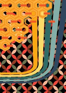 Retro 70s Background. Groovy abstract 1970s art template collection. Minima.. Illustration