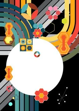 Retro 70s Background. Groovy abstract 1970s art template. Minimalistic Vint.. Stock Illustration