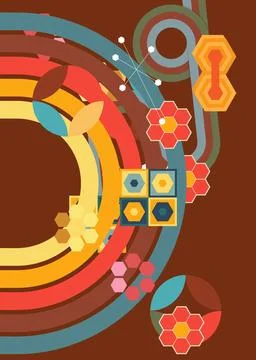 Retro 70s Background. Groovy abstract 1970s art template collection. Minima.. Stock Illustration