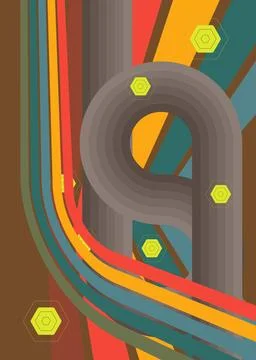 Retro 70s Background. Groovy abstract 1970s art template. Minimalistic Vint.. 库存插图