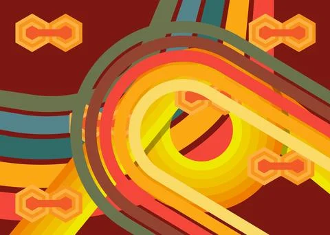 Retro 70s Background. Groovy abstract 1970s art template. Minimalistic Vint.. 库存插图