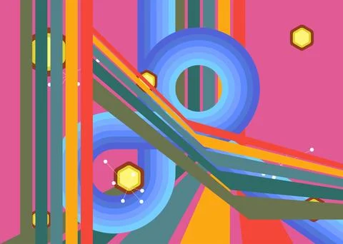 Retro 70s Background. Groovy abstract 1970s art template. Minimalistic Vint.. 库存插图