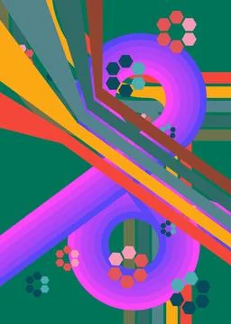 Retro 70s Background. Groovy abstract 1970s art template. Minimalistic Vint.. 库存插图