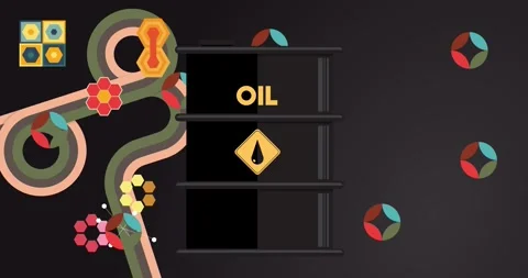 Retro 70s Background with Oil Drum Container animation Stock Footage 336701366