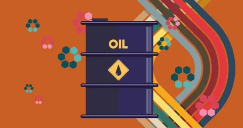 Retro 70s Background with Oil Drum Container Stock Footage 336701376