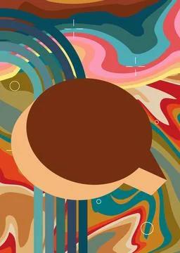 Retro 70s Background with Speech Bubble. Groovy Announcement. 1970s art tem.. Иллюстрация