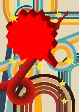 Retro 70s Background with  Speech Bubble. Groovy Communication 1970s art te.. Stock Illustration