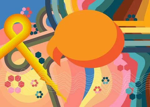 Retro 70s Background with  Speech Bubble. Groovy Communication 1970s art te.. Иллюстрация